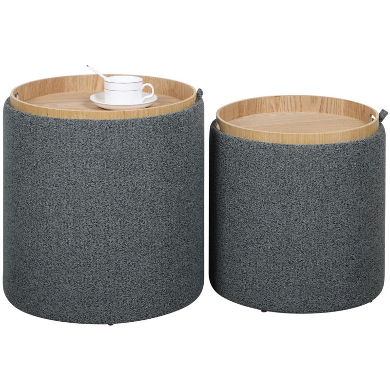 foto del prodotto set 2 pouf con contenitore in poliestere sasha dark