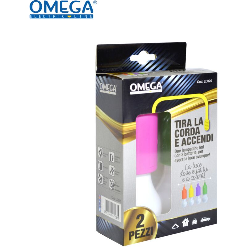 foto del prodotto set 2 pz lampada portatile a batteria, con cordino per accensione 0,5w
