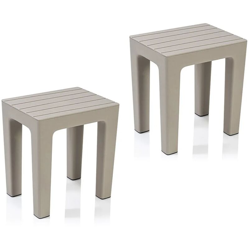 foto del prodotto set 2 pz lello lo sgabello multiuso tortora ad alta resistenza effetto legno