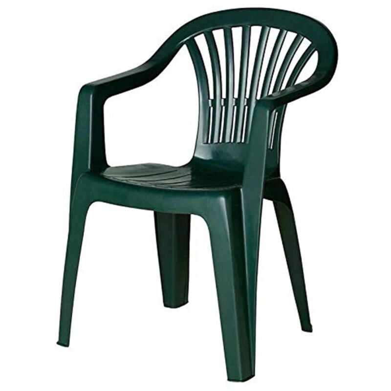 foto del prodotto set 2 pz sedie da giardino poltrona monoblocco con braccioli colore verde 020362 trade shop traesio