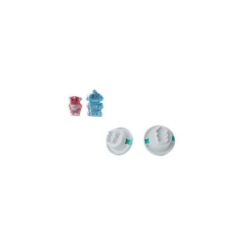 foto del prodotto set 2 pz tagliapasta espulsione forme robot biscotti tag 08 silikomart
