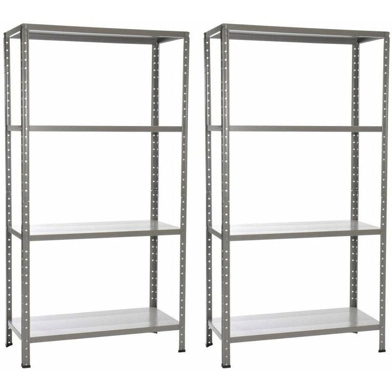 foto del prodotto set 2 scaffali in metallo 4 ripiani 60x30x140 cm grigio