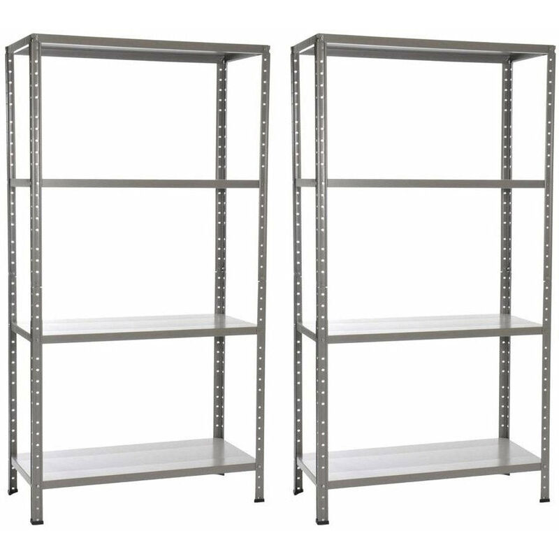 foto del prodotto set 2 scaffali in metallo 4 ripiani 90x40x170 cm grigio