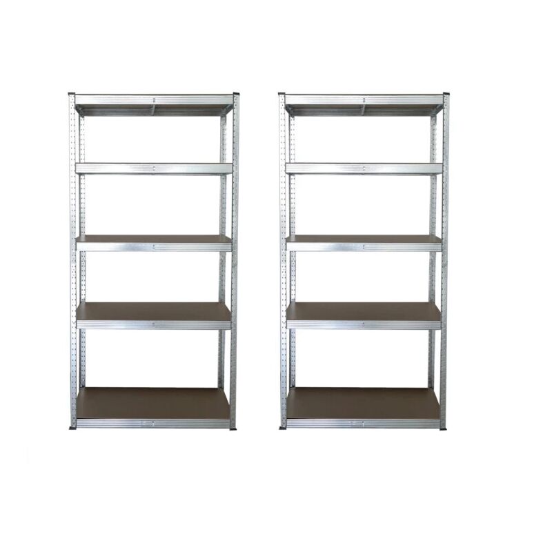 foto del prodotto set 2 scaffali in metallo zincato con piani in truciolato 90 x 40 x h176 cm