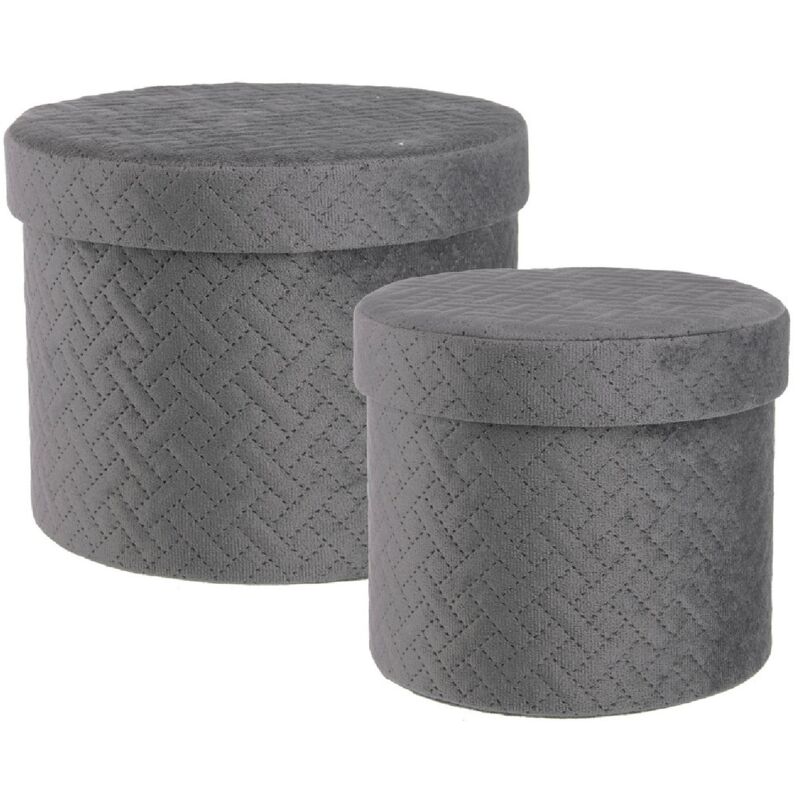 foto del prodotto set 2 scatola 'averill' struttura in cartone e rivestimento in poliestere -grigio