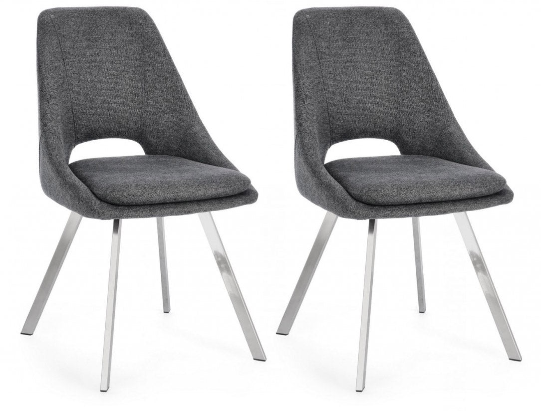 foto del prodotto set 2 sedie 45x49,5x85 cm kashar in tessuto grigio scuro