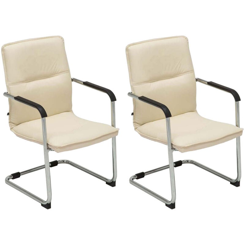 foto del prodotto set 2 sedie cantilever seattle in similpelle crema