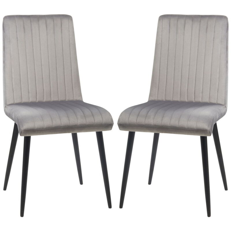 foto del prodotto set 2 sedie da cucina imbottite con gambe in acciaio 43x58x90 cm grigio e nero