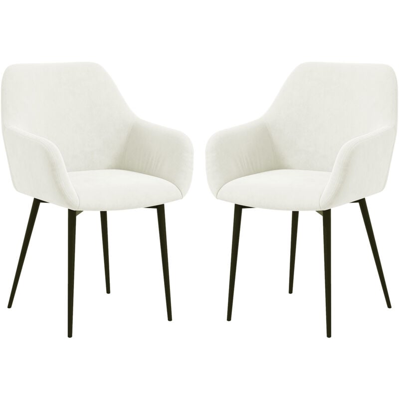 foto del prodotto set 2 sedie da cucina stile nordico vellutato con braccioli crema homcom