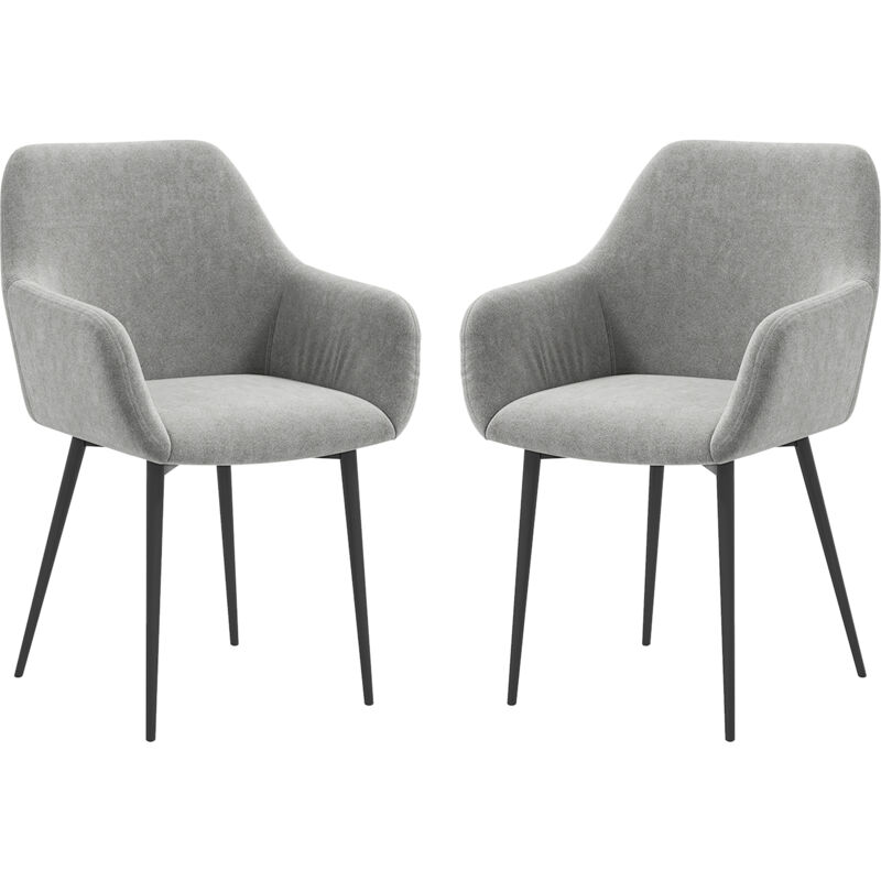 foto del prodotto set 2 sedie da cucina stile nordico vellutato con braccioli grigio scuro homcom