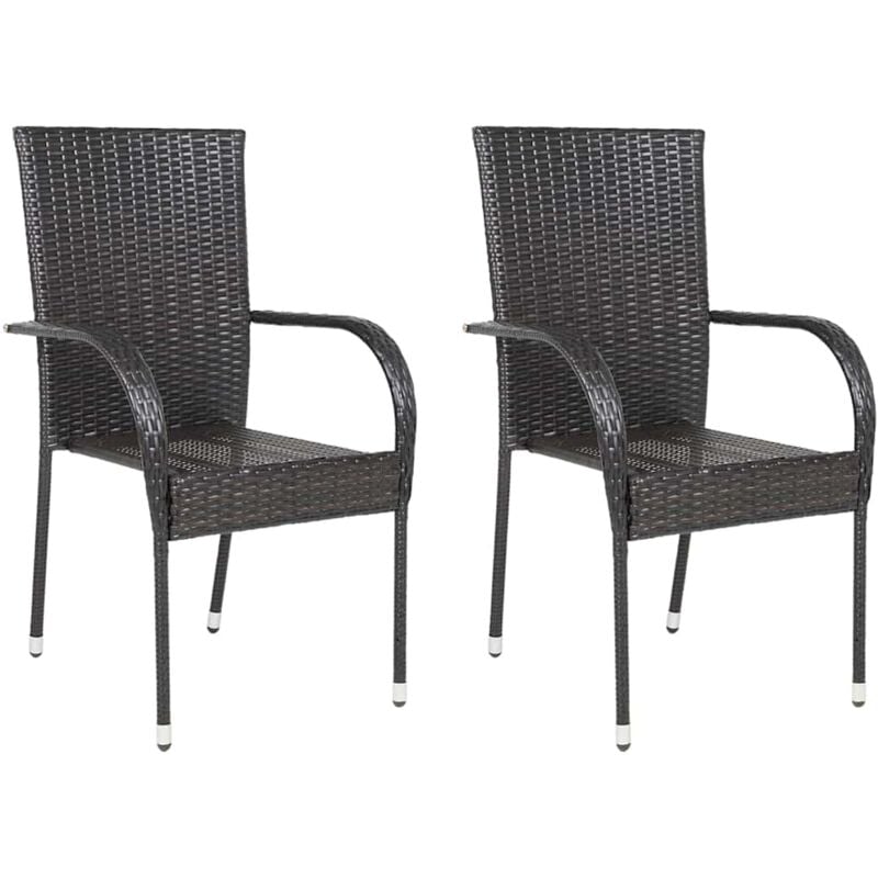 foto del prodotto set 2 sedie da esterni in polyrattan con braccioli design elegante vari colori colore marrone