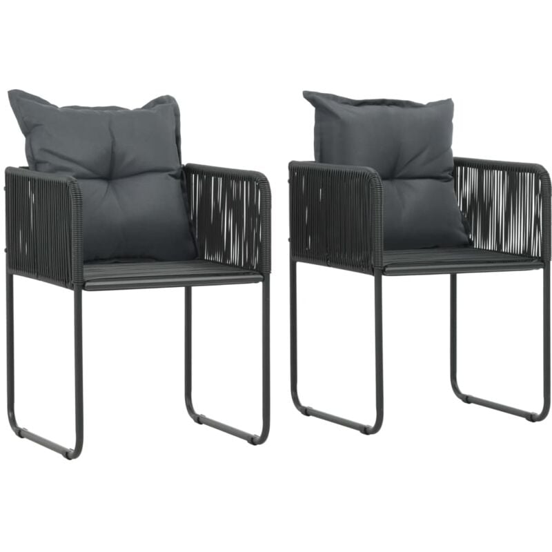 foto del prodotto set 2 sedie da esterno con cuscini in polyrattan nere design moderno