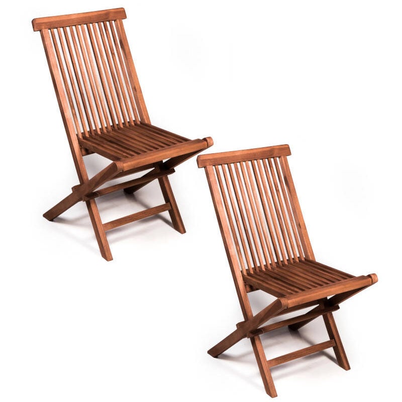 foto del prodotto set 2 sedie da esterno pieghevoli in teak set 2 sedie in teak con cuscino