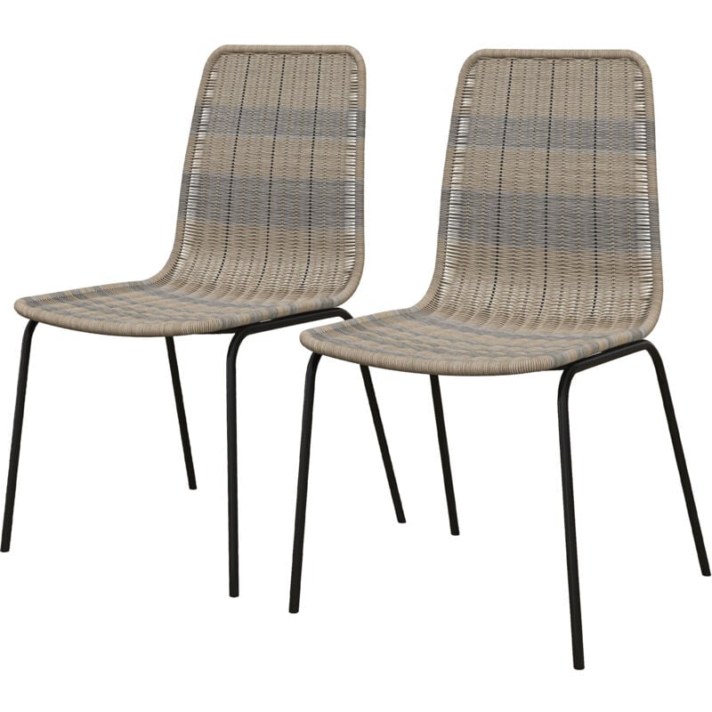 immagine 0 del prodotto set 2 sedie da giardino in rattan pe boho con schienale basso giallo homcom