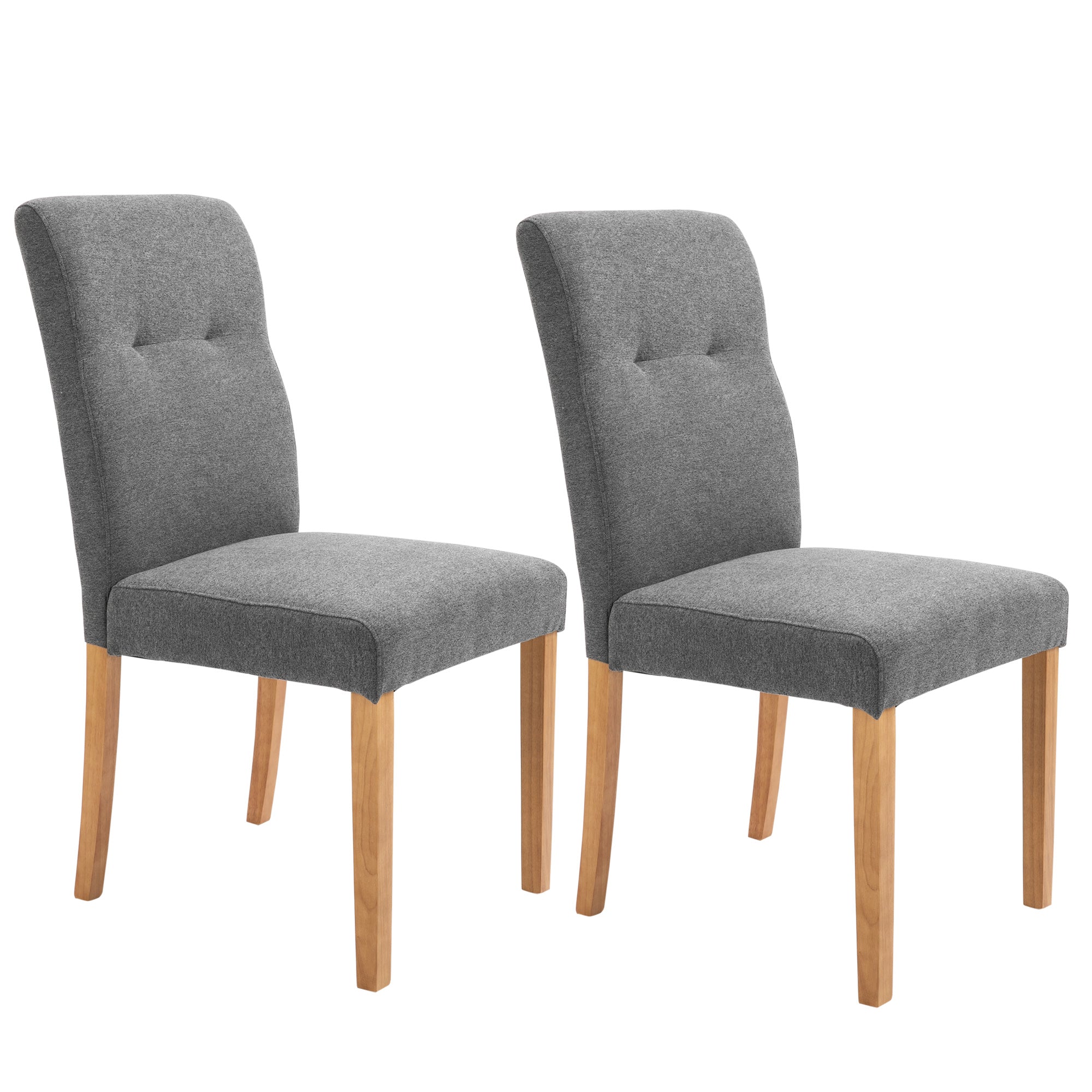 foto del prodotto set 2 sedie da pranzo imbottite con schienale alto 50x62x96 cm grigio scuro