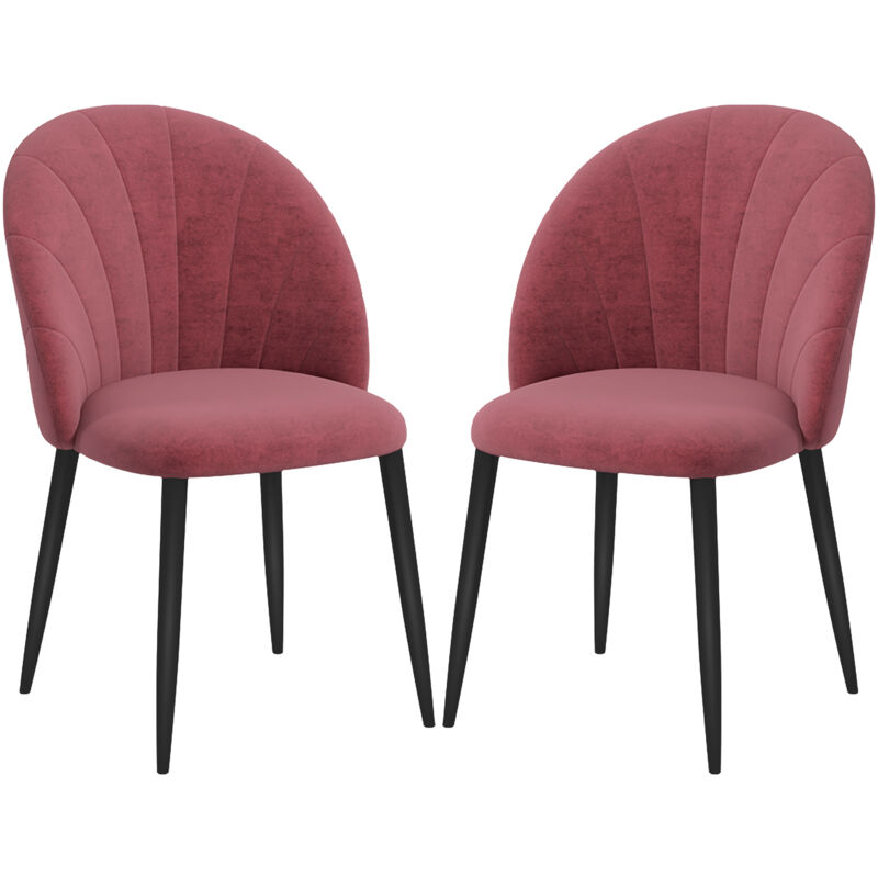 foto del prodotto set 2 sedie da pranzo imbottite in velluto con gambe in acciaio, rosso homcom