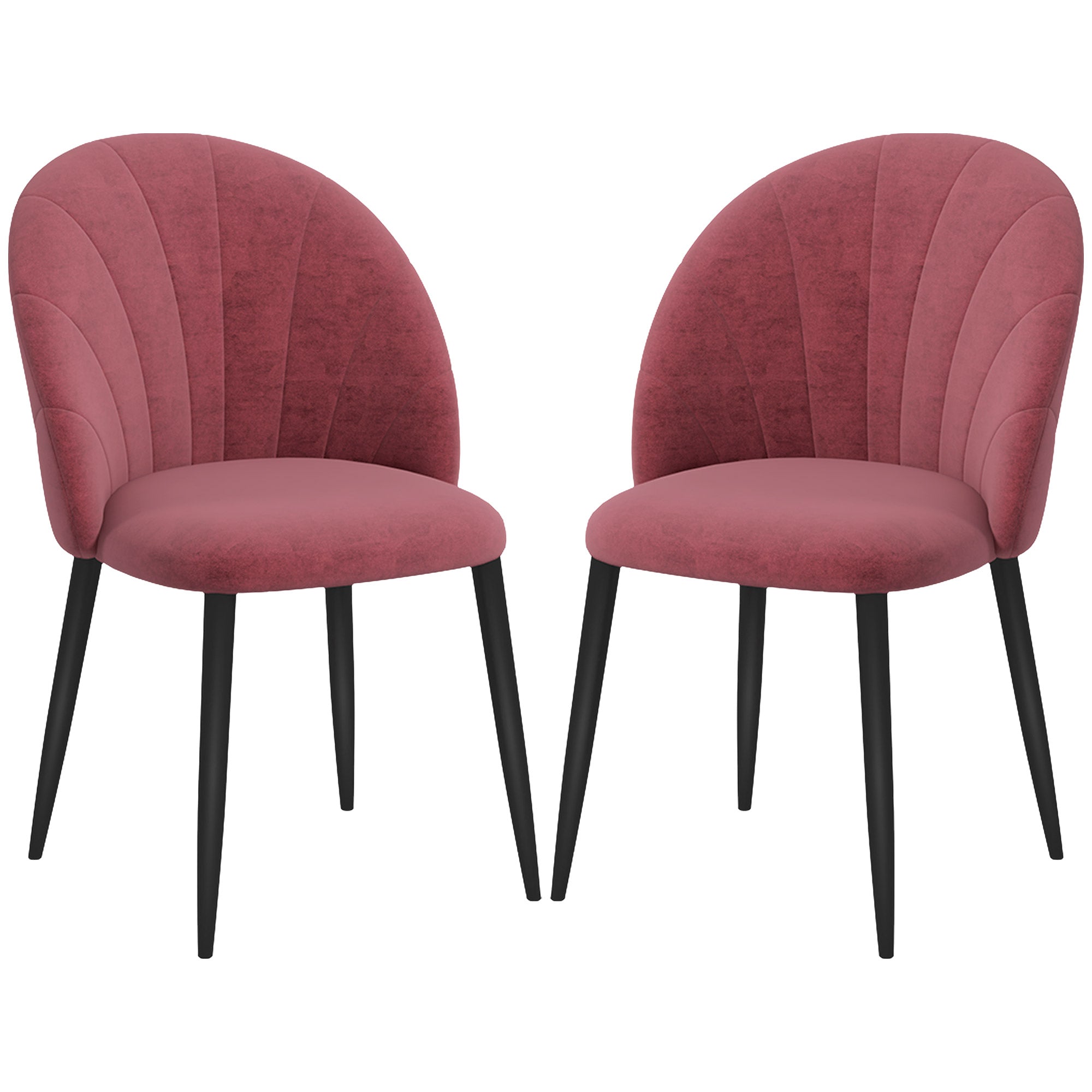 foto del prodotto set 2 sedie da pranzo in velluto imbottite 52x54x79 cm con gambe in metallo rosso antico