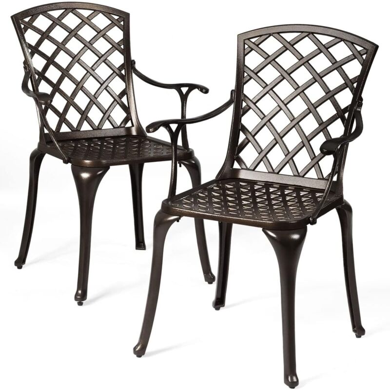 foto del prodotto set 2 sedie esterno, in alluminio solido e impermeabile per balcone, patio, giardino, stile retr , 60 x 59 x 93,5 cm, nero nero goplus