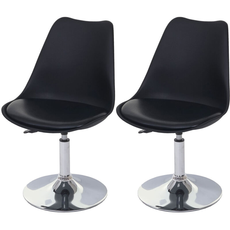 foto del prodotto set 2 sedie girevoli sedia da cucina regolabile in altezza in pvc nero base cromata 040000271