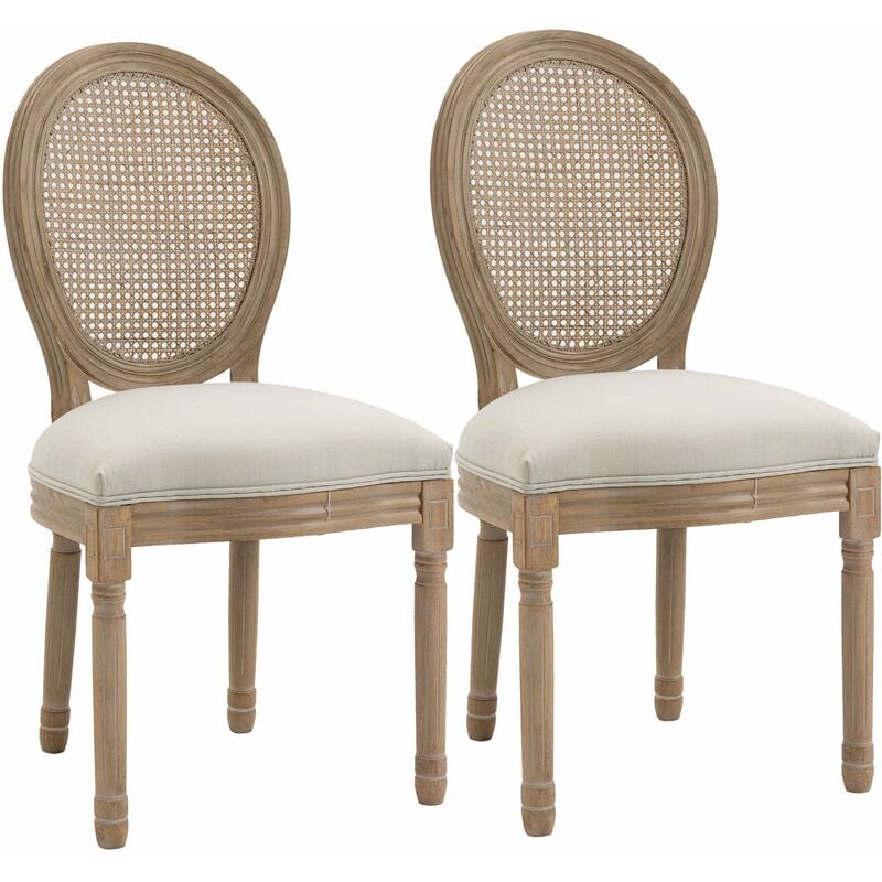 foto del prodotto set 2 sedie imbottite 49x56x96 cm in legno e tessuto bianche