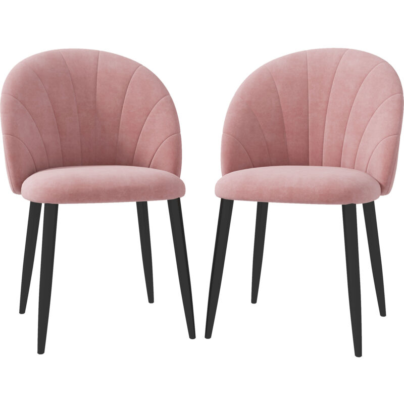 foto del prodotto set 2 sedie imbottite da salotto in stile nordico in velluto rosa homcom