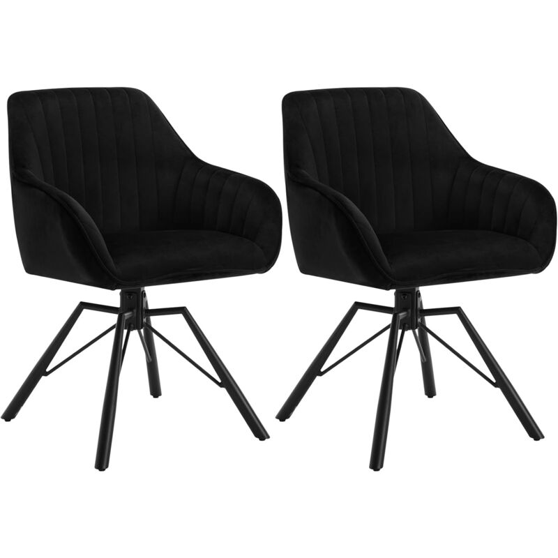 foto del prodotto set 2 sedie imbottite moderne da cucina o soggiorno gambe in metallo. seduta in velluto nero woltu