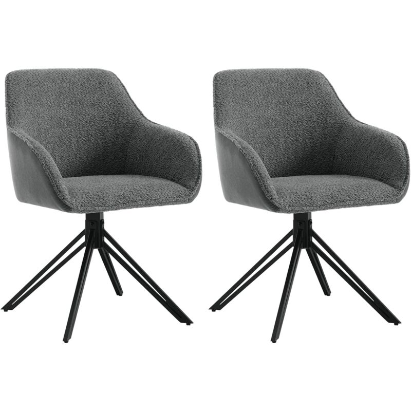 foto del prodotto set 2 sedie imbottite moderne da cucina o soggiorno grigio scuro woltu