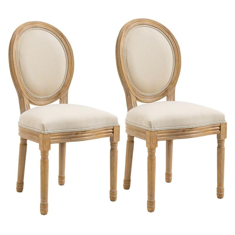 foto del prodotto set 2 sedie imbottite per soggiorno stile vintage r tro in legno e tessutobianco