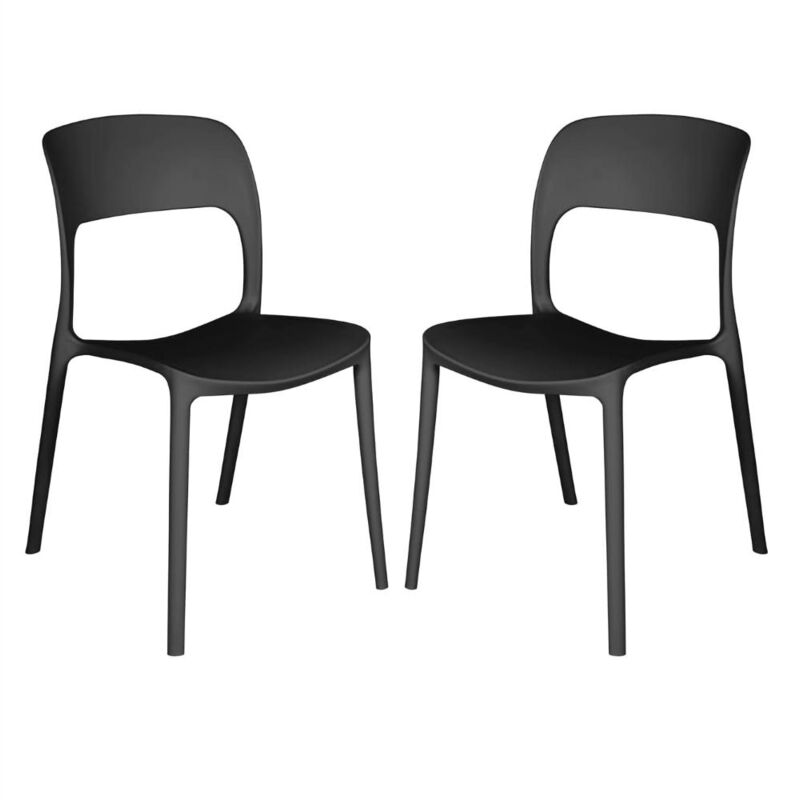 foto del prodotto set 2 sedie impilabili in polipropilene 83x56x46 cm colore nero design moderno