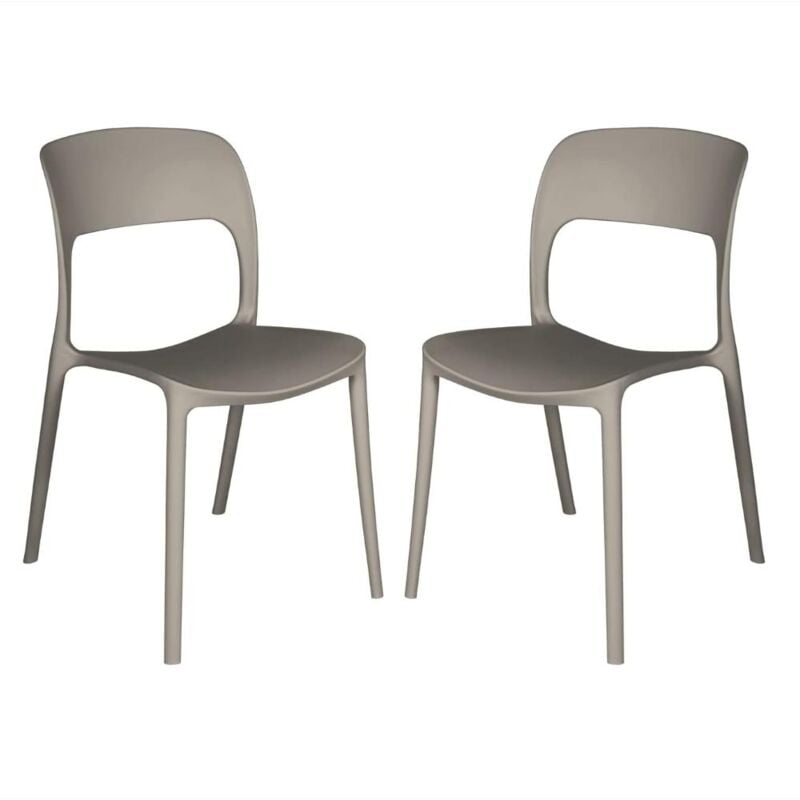 foto del prodotto set 2 sedie impilabili in polipropilene 83x56x46 cm colore tortora design moderno