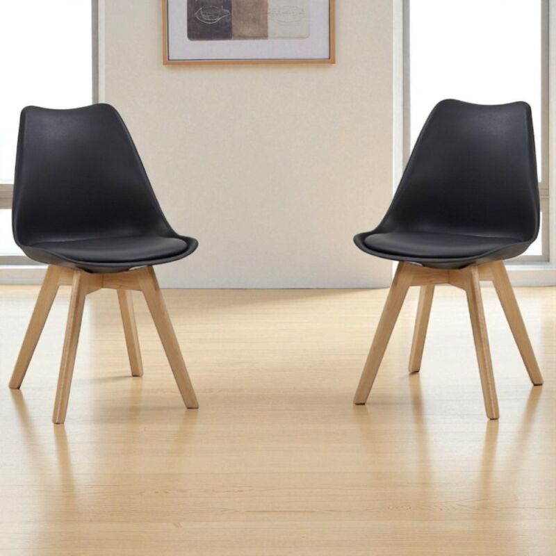 foto del prodotto set 2 sedie kaira nere in stile scandinavo per cucina o sala