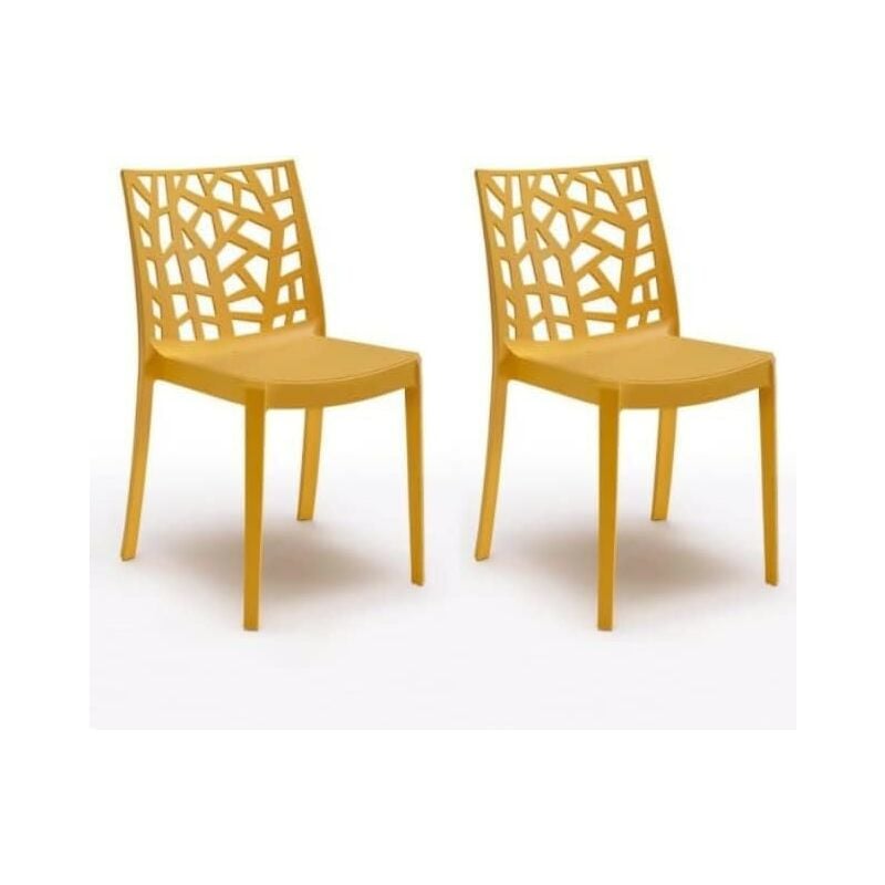 foto del prodotto set 2 sedie matrix in polipropilene senape, dim. 55x47x82 cm,peso 4 kg,per interno ed esterno,made in italy,impilabili - gloupie