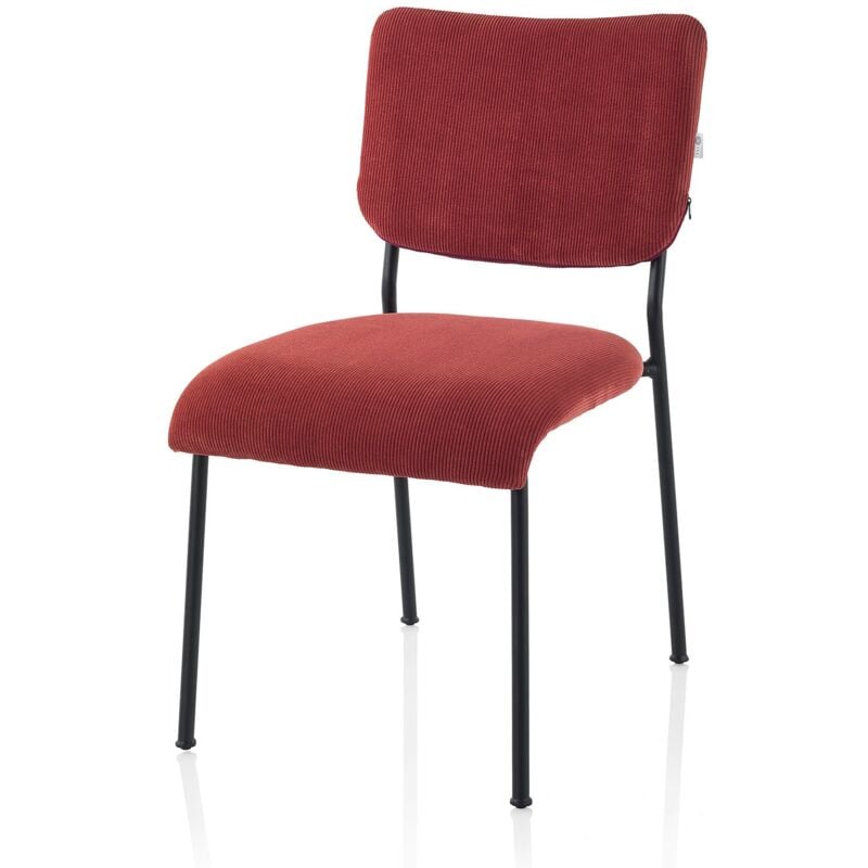 foto del prodotto set 2 sedie meg rosso corallo in metallo e velluto'