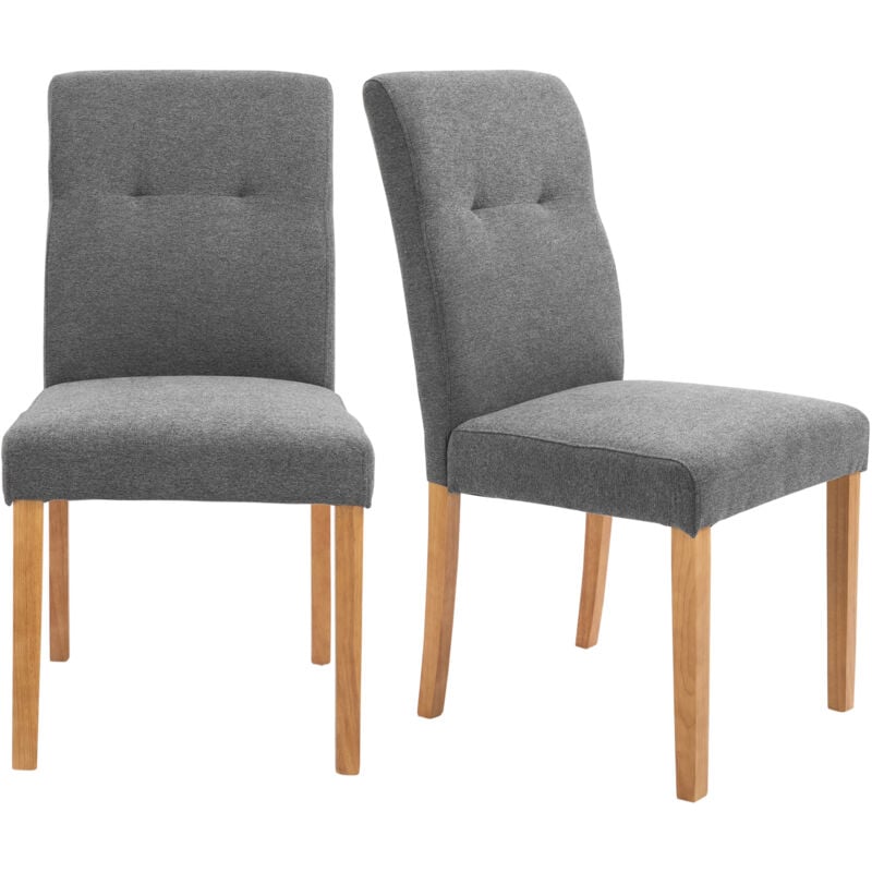 foto del prodotto set 2 sedie moderne imbottite in tessuto e gambe in legno grigio scuro - homcom