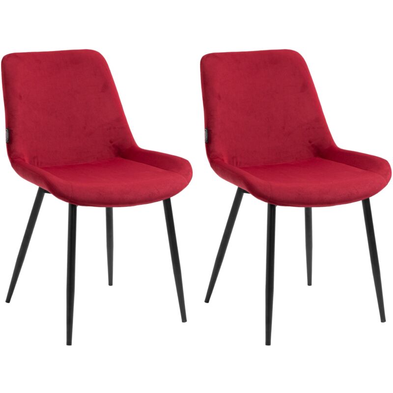 foto del prodotto set 2 sedie per sala da pranzo dal design moderno con seduta in velluto rosso e gambe in metallo nero 100001637