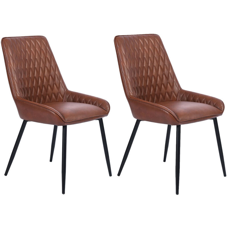 foto del prodotto set 2 sedie per sala da pranzo in ecopelle marrone poltrone ufficio ergonomica