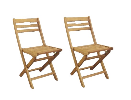 foto del prodotto set 2 sedie pieghevole in legno di acacia 50 x 43 x h 83 cm