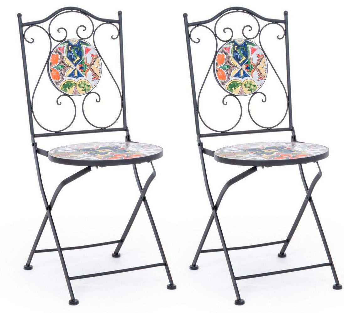 foto del prodotto set 2 sedie pieghevoli da giardino 39x47x92 cm in metallo paloma