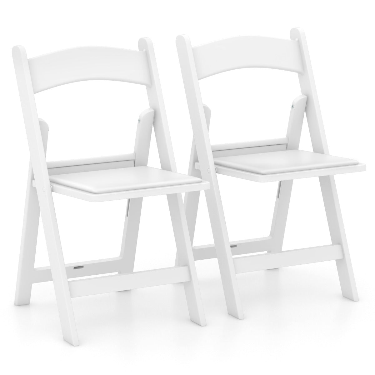 foto del prodotto set 2 sedie pieghevoli in resina sedie da giardino portatili con seduta imbottita telaio in resina con portata statica 500kg bianco 20 0008755