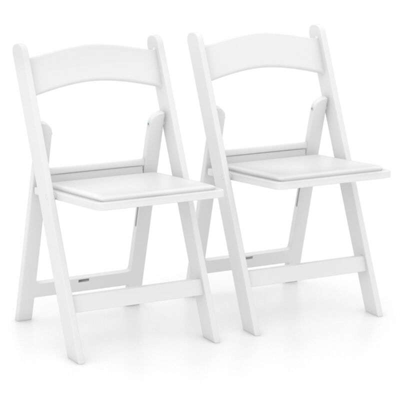 foto del prodotto set 2 sedie pieghevoli in resina sedie da giardino portatili con seduta imbottita telaio in resina con portata statica 500kg bianco 200008755