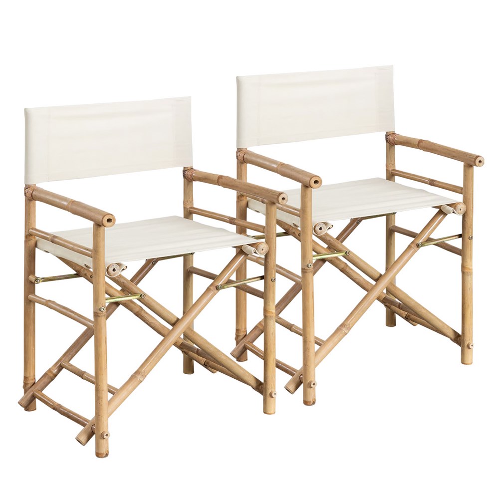 foto del prodotto set 2 sedie regista mare pieghevoli 63x44x91 cm in bamb e tessuto bianco