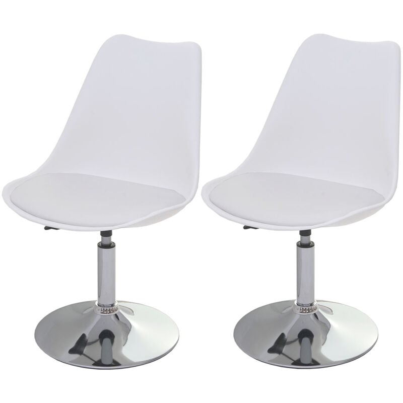 foto del prodotto set 2 sedie sala da pranzo girevoli ad altezza regolabile base pvc bianco cromato 040000272