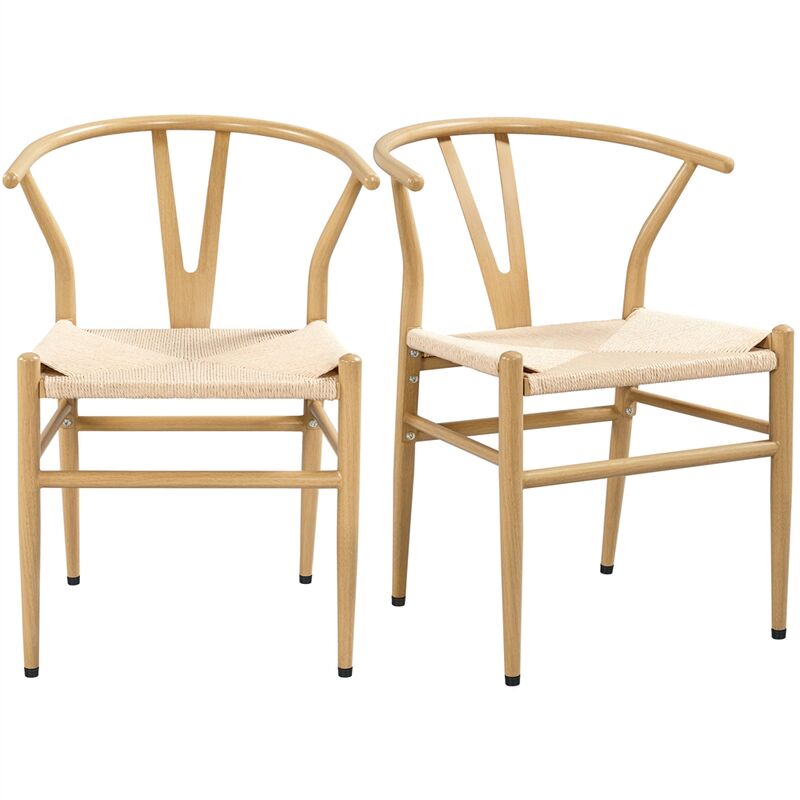 foto del prodotto set 2 sedie sala da pranzo moderne con braccioli portata 150 kg beige yaheetech