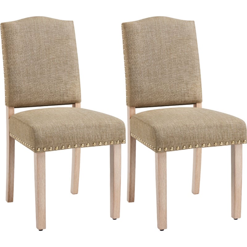 foto del prodotto set 2 sedie sala da pranzo moderne imbottite tessuto con gambe in legno classiche per cucina soggiorno cachi yaheetech