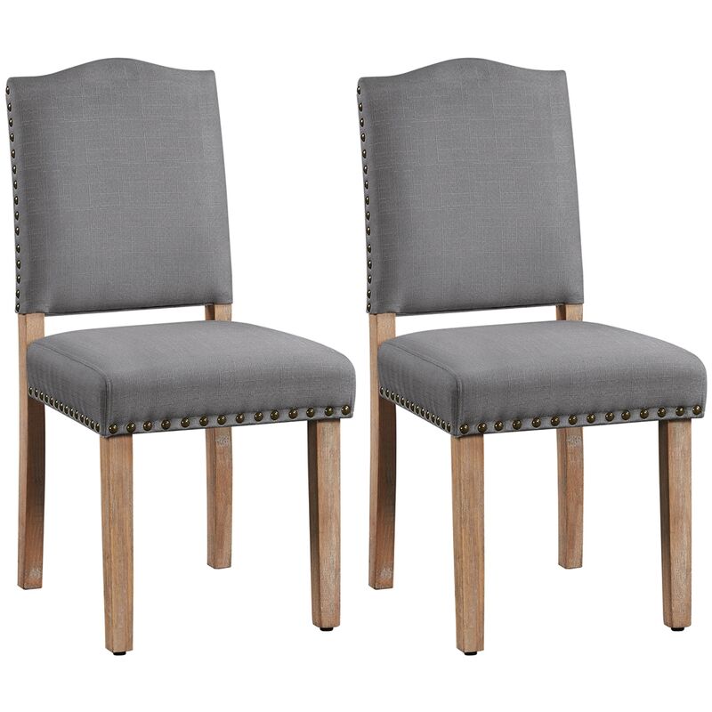 foto del prodotto set 2 sedie sala da pranzo moderne imbottite tessuto con gambe in legno classiche per cucina soggiorno scuro grigio yaheetech