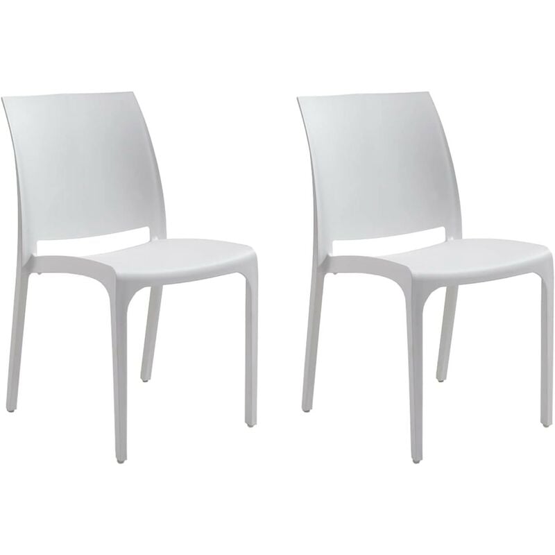 foto del prodotto set 2 sedie volga in polipropilene bianco,54x46x81cm,peso 3,5kg,per interno/esterno,made in italy,sedie impilabili - gloupie