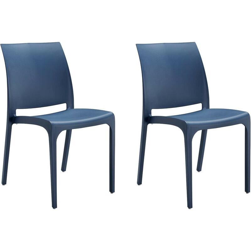 foto del prodotto set 2 sedie volga in polipropilene blu,54x46x81cm,peso 3,5kg,per interno esterno,made in italy,sedie impilabili gloupie