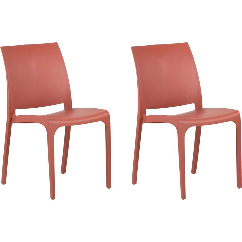 foto del prodotto set 2 sedie volga in polipropilene rosso,54x46x81cm,peso 3,5kg,per interno esterno,made in italy,sedie impilabili gloupie