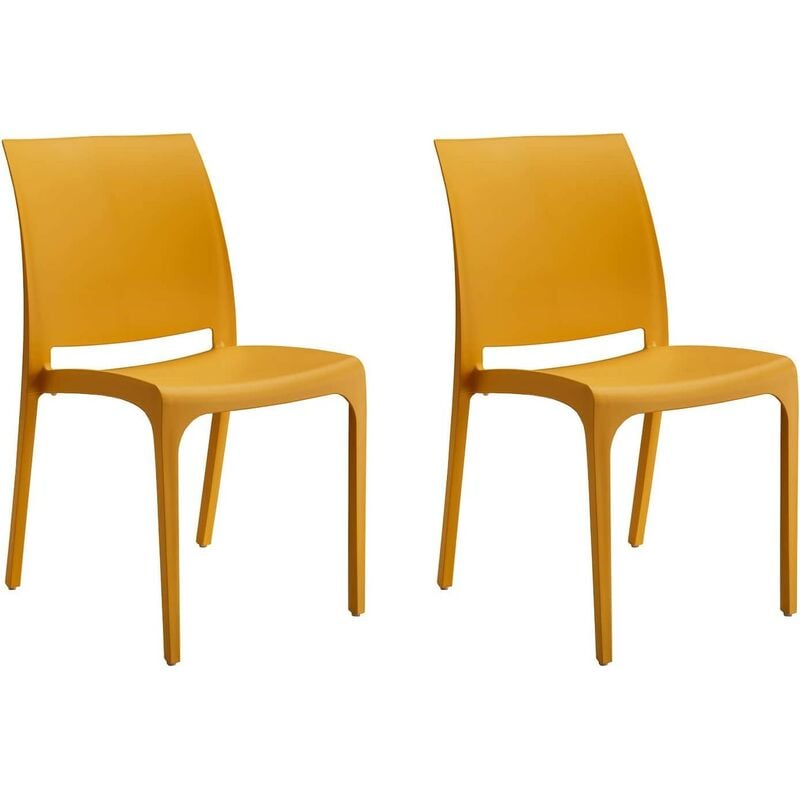foto del prodotto set 2 sedie volga in polipropilene senape,54x46x81cm,peso 3,5kg,per interno esterno,made in italy,sedie impilabili gloupie