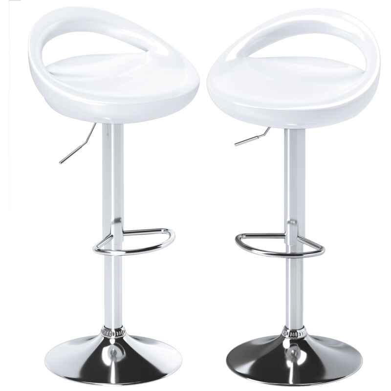 foto del prodotto set 2 sgabelli alti girevoli con poggiapiedi altezza regolabile bianco homcom